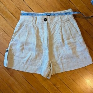 Massimo Dutti Linen High Waisted Pleated Shorts